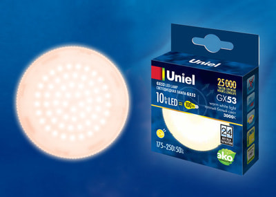   Uniel LED-GX53-10W/WW/GX53/FR PLZ01WH (UL-00003722)