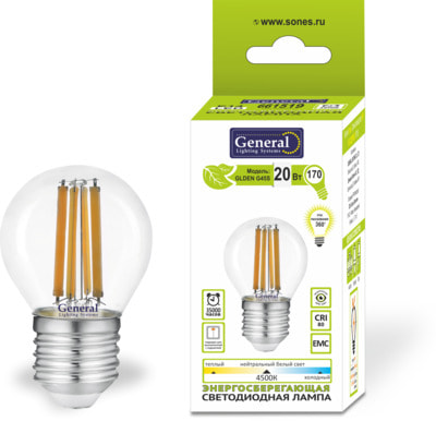    General Lighting 20  661518 GLDEN-G45S-20-230-E27-2700