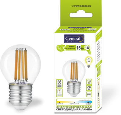    General Lighting 15  661437 GLDEN-G45S-15-230-E27-2700